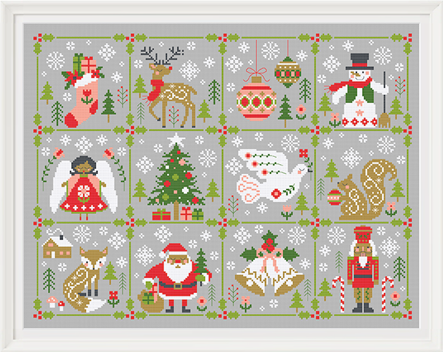 Waldweihnachten, Teile 1 - 4, moderner Kreuzstich, PDF