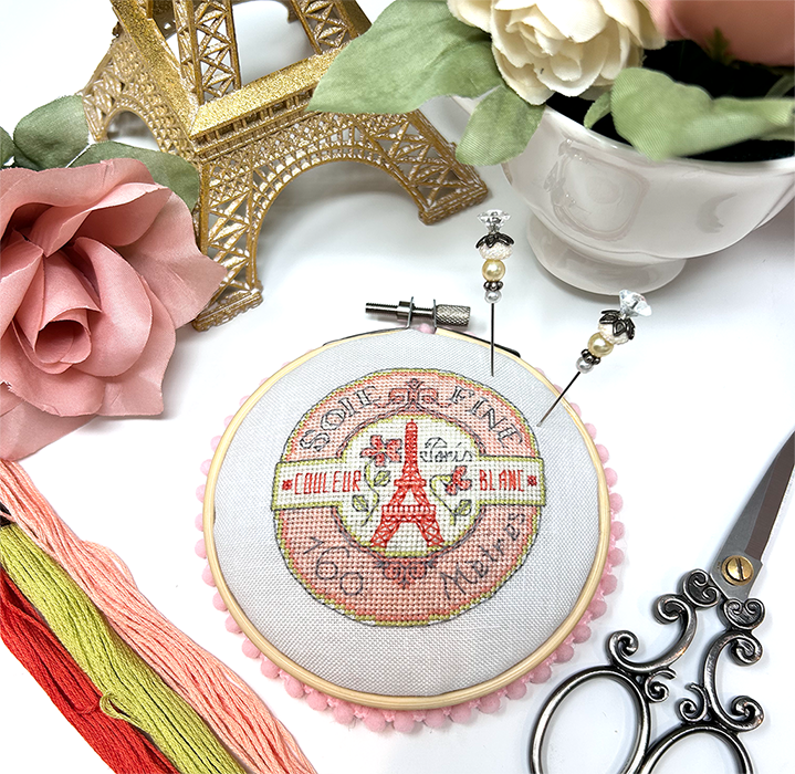 Vintage Paris Pin Cushion - Modern Cross Stitch Pattern PDF