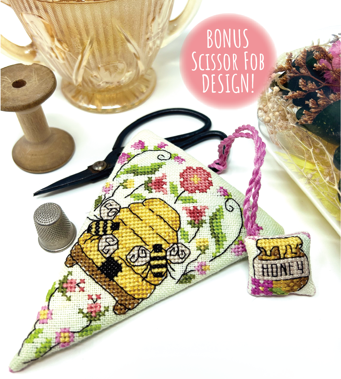 Beehive Scissor Case - Modern Cross Stitch PDF