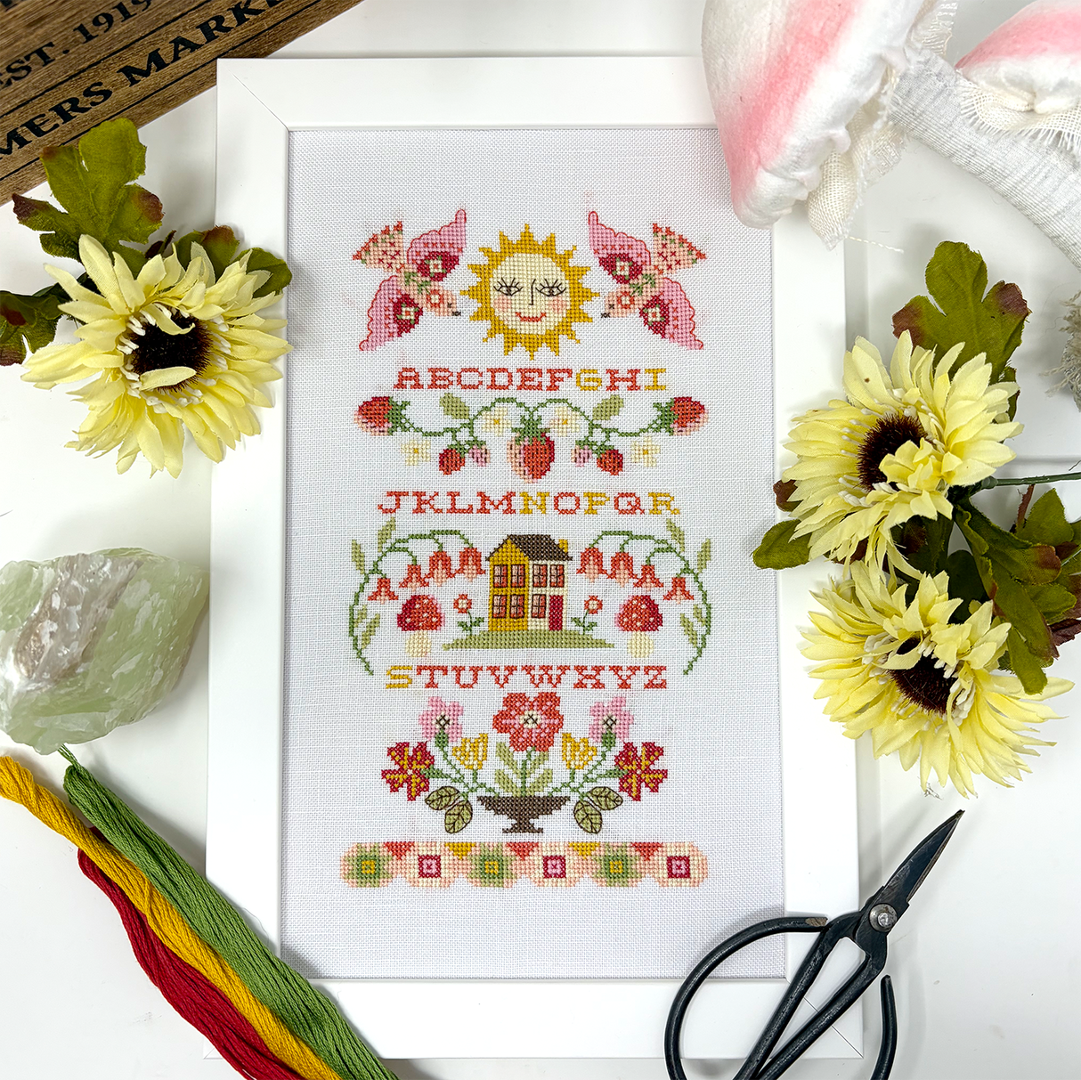 Strawberry Band Sampler - Modern Cross Stitch Pattern PDF