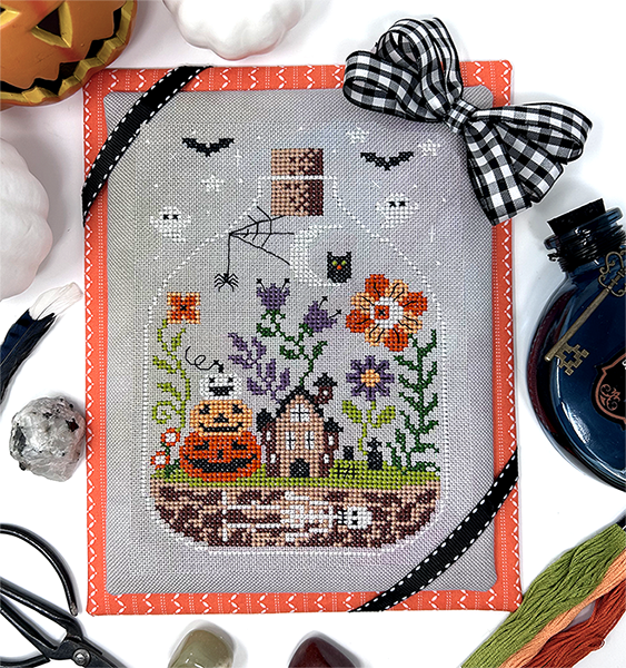 Halloween Terrarium - Modern Cross Stitch Pattern PDF