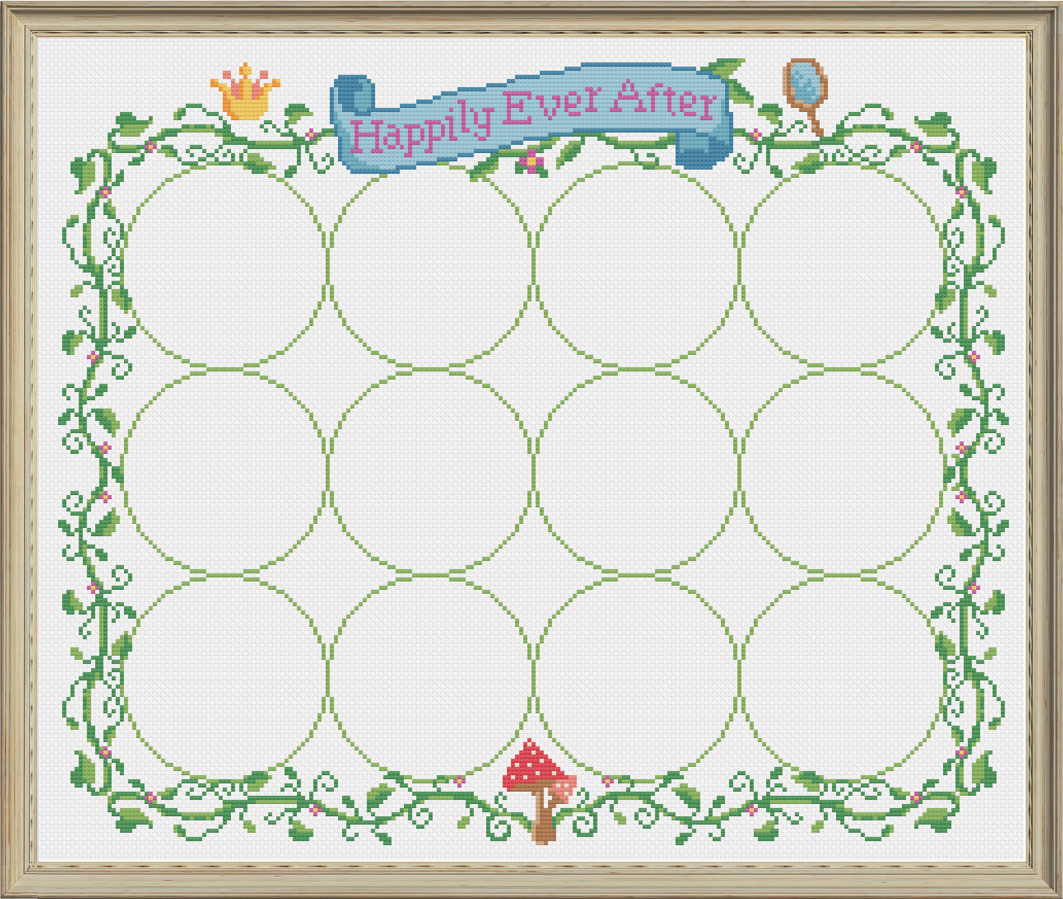 Boarder made of vines with words happily ever after