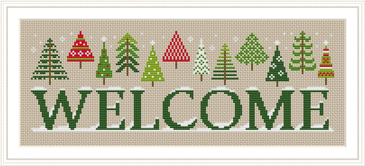 Holiday Welcome Sign Cross Stitch PDF Instant Download