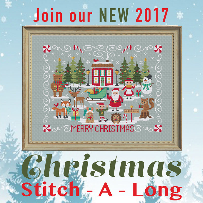 Christmas house with animals and Santa with the words Merry Christmas