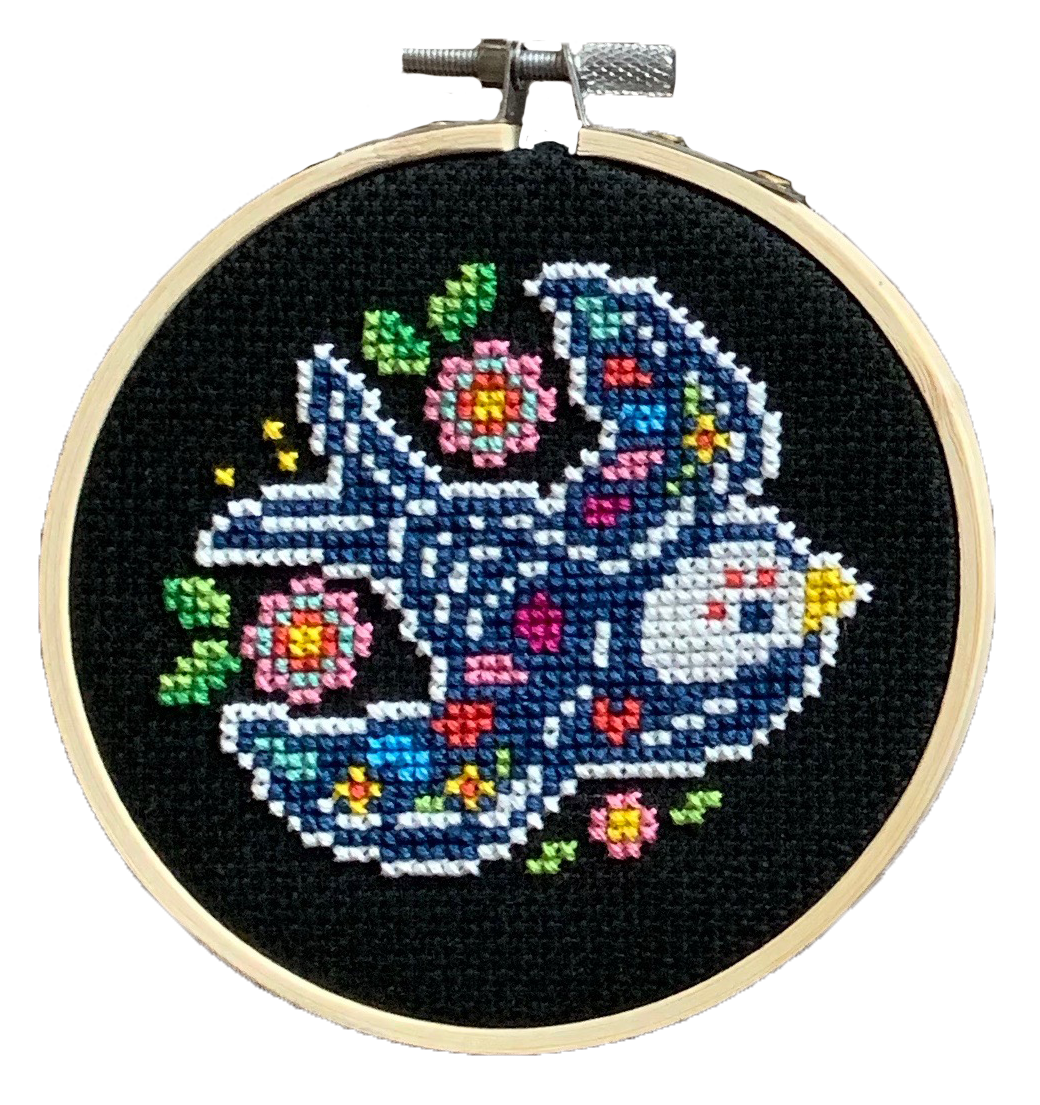 Skeleton bird with flowers