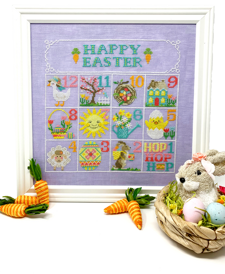 Twelve spring motifs with words happy easter