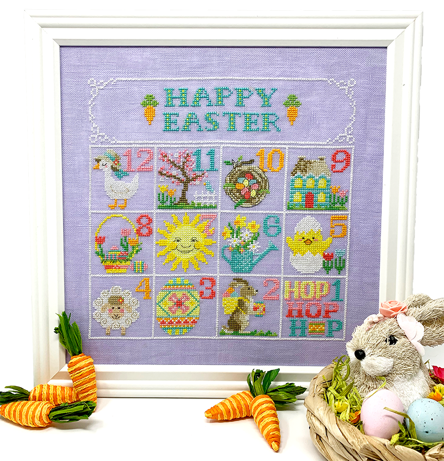 Twelve spring motifs with words happy easter