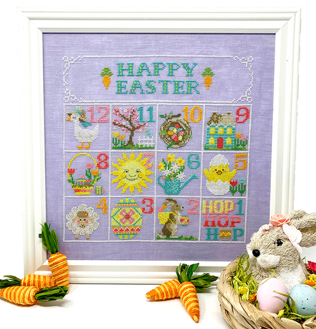 Twelve spring motifs with words happy easter