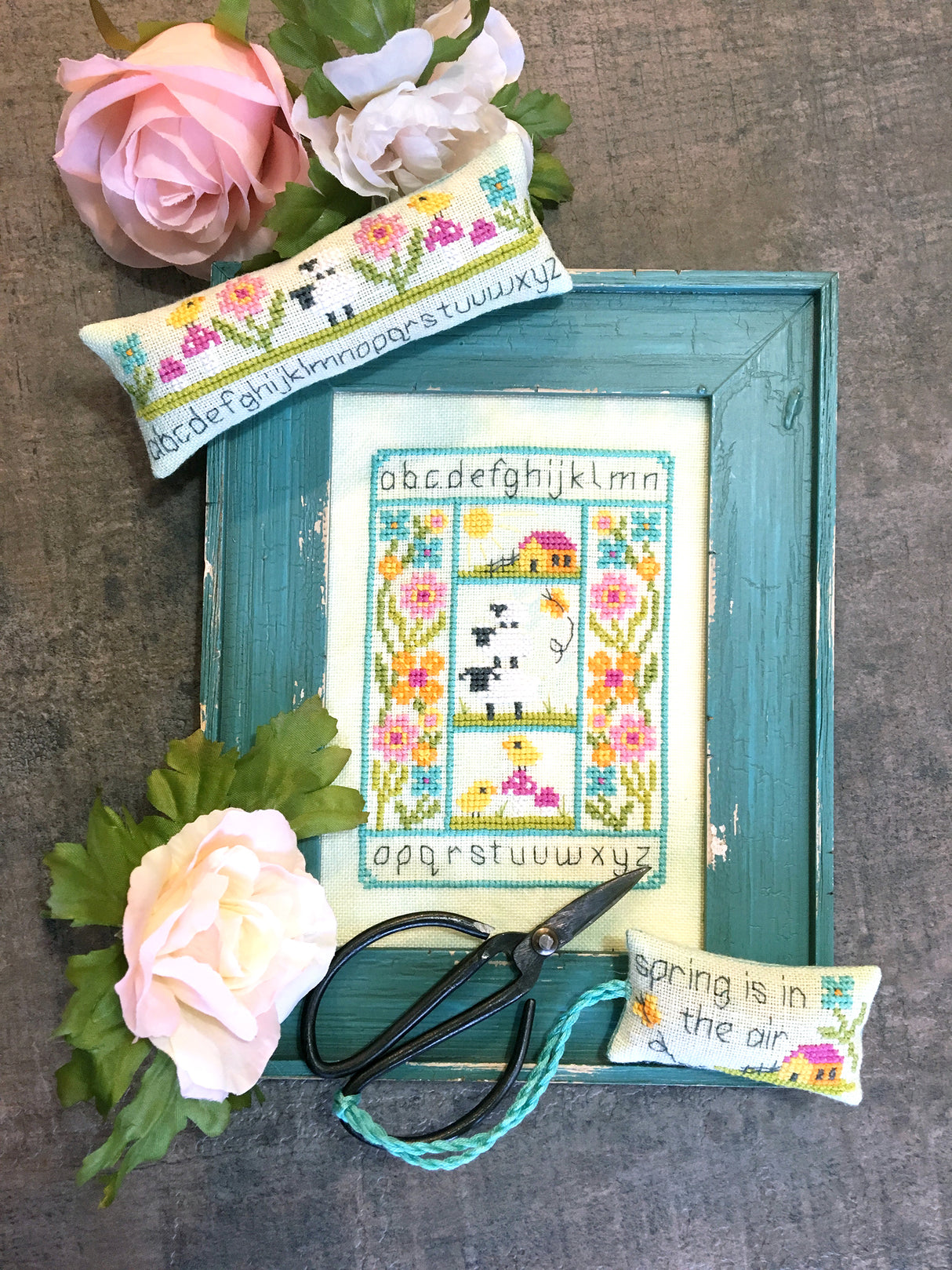 Spring sheep chickens and flowers