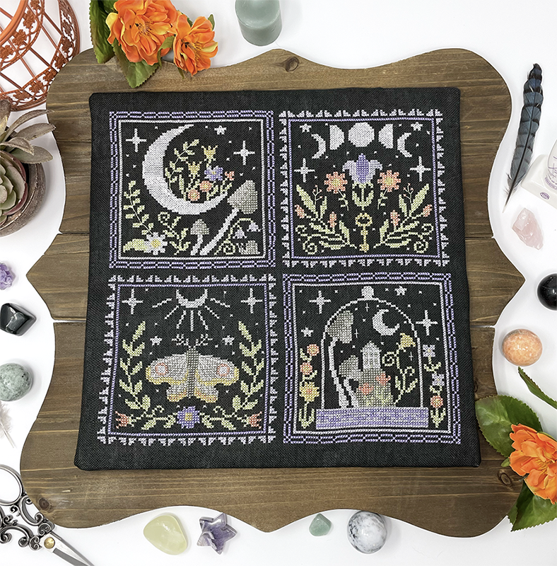 Moon moth flowers and mushrooms