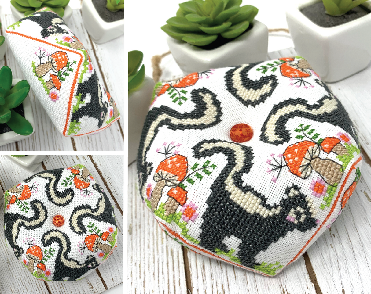 skunk with mushrooms