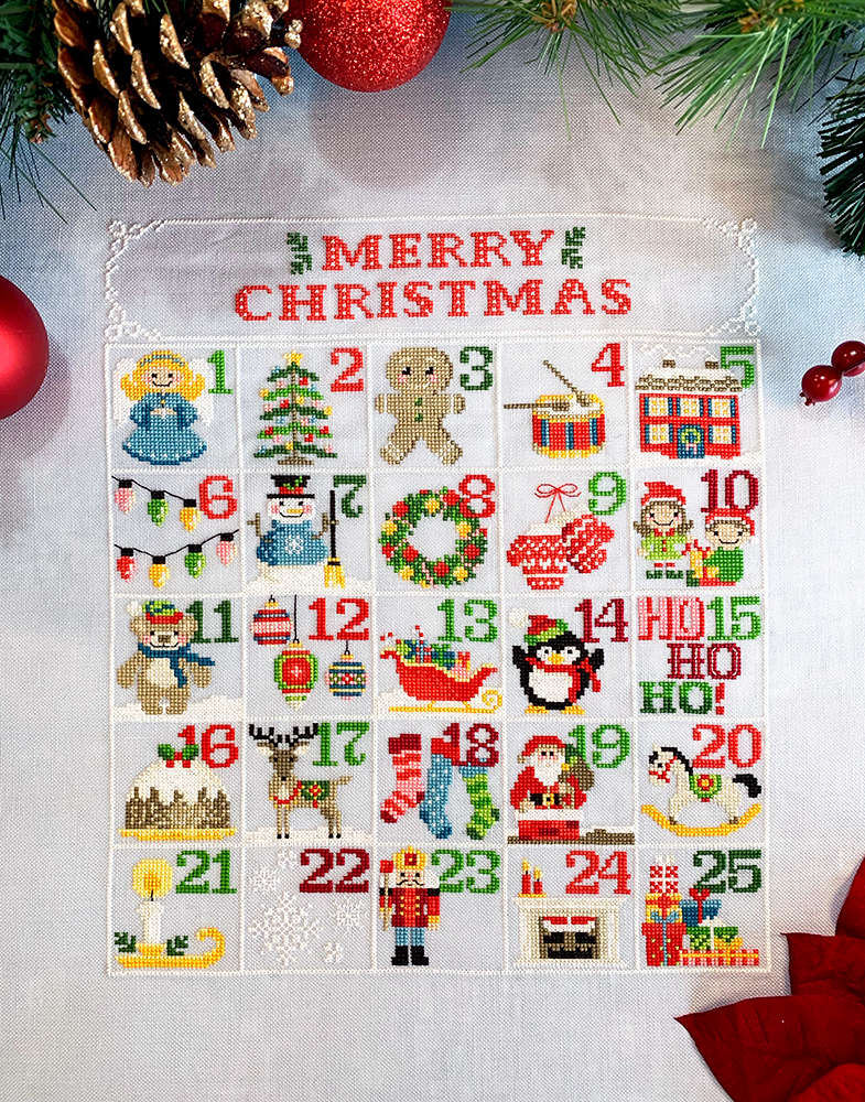 Twenty-five Christmas motifs with words merry christmas