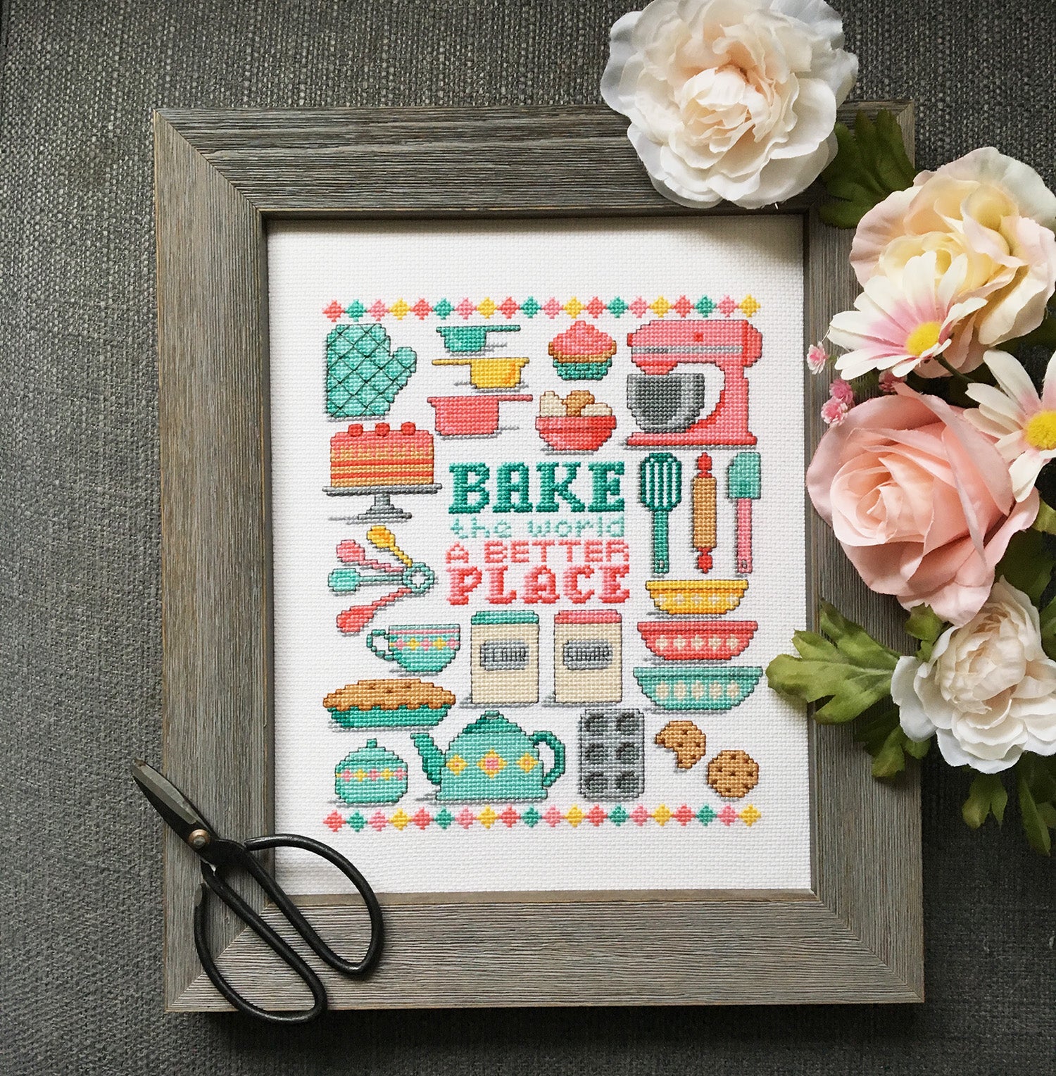 Modern Cross Stitch - Bake the World a Better Place Cross Stitch Pattern Instant Download