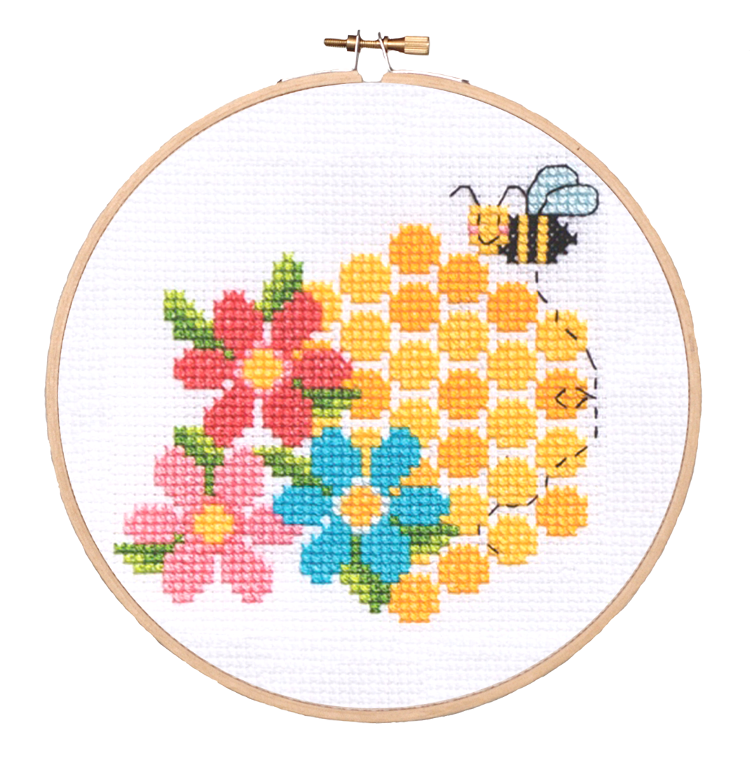 Bee with flowers and honey