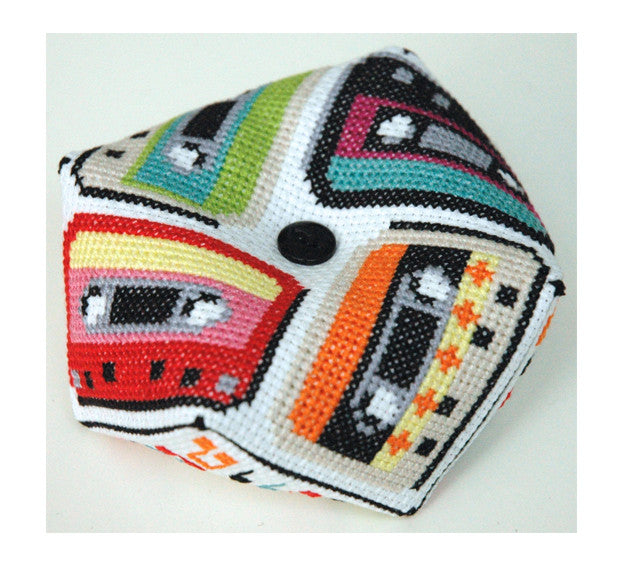 Retro Cassette Biscornu Cross Stitch Pattern Instant Download