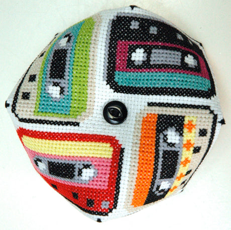 Retro Cassette Biscornu Cross Stitch Pattern Instant Download