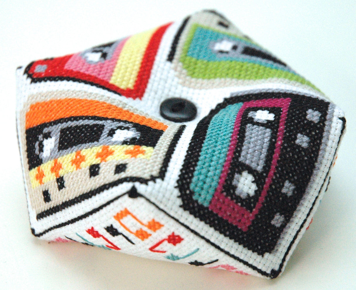 Retro Cassette Biscornu Cross Stitch Pattern Instant Download