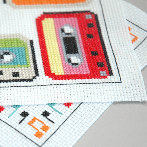 Retro Cassette Biscornu Cross Stitch Pattern Instant Download