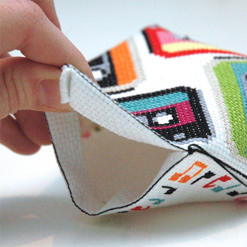 Retro Cassette Biscornu Cross Stitch Pattern Instant Download