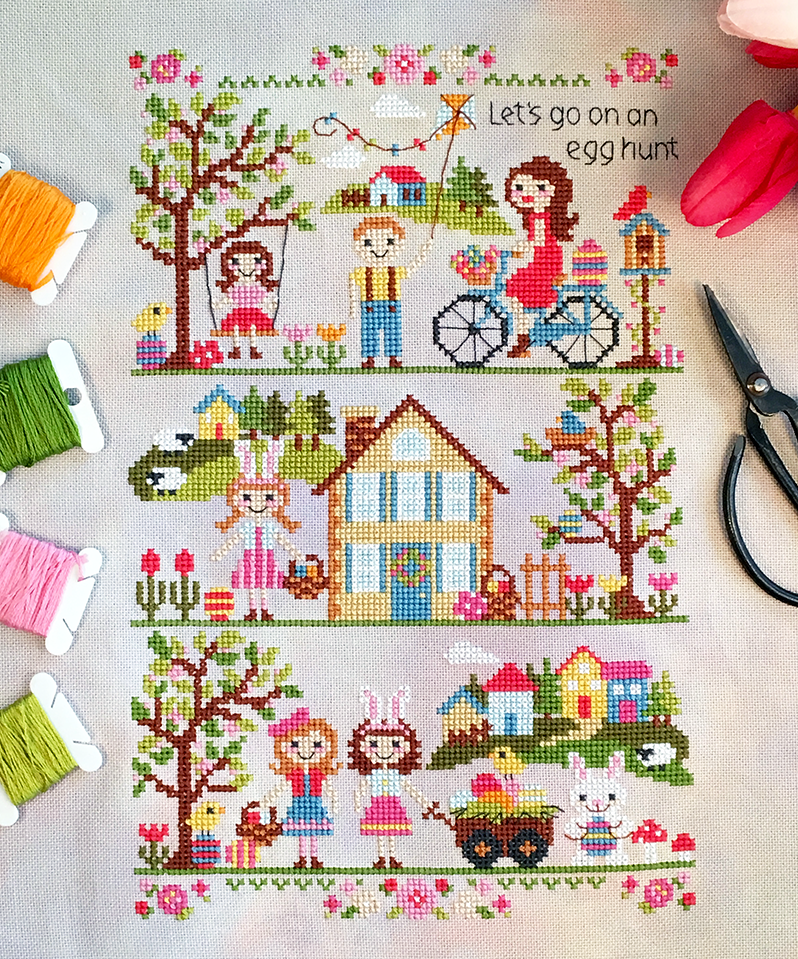 Modern Cross Stitch - Let's Go on an Egg Hunt! Easter Cross Stitch Pattern