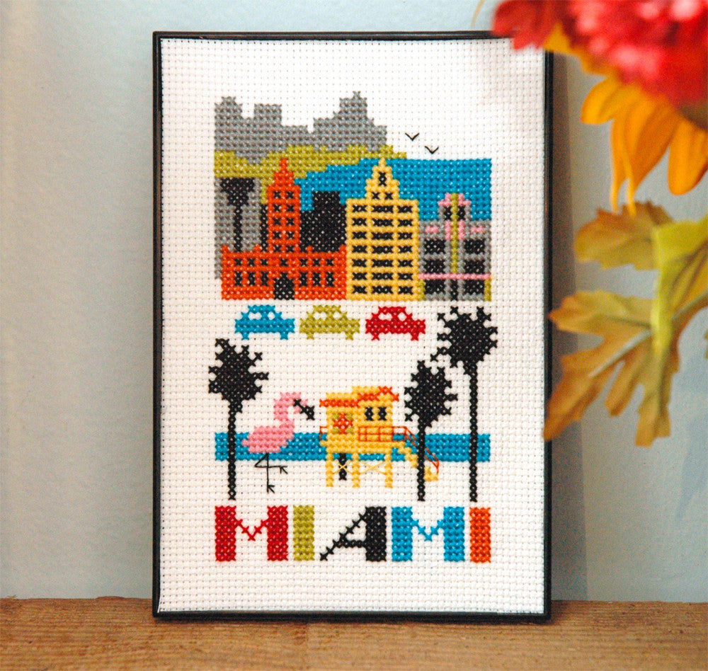 Miami Cross Stitch Pattern Instant Download