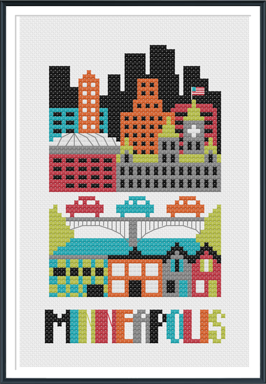 Minneapolis Cross Stitch Pattern Tiny Modernist Cross Stitch