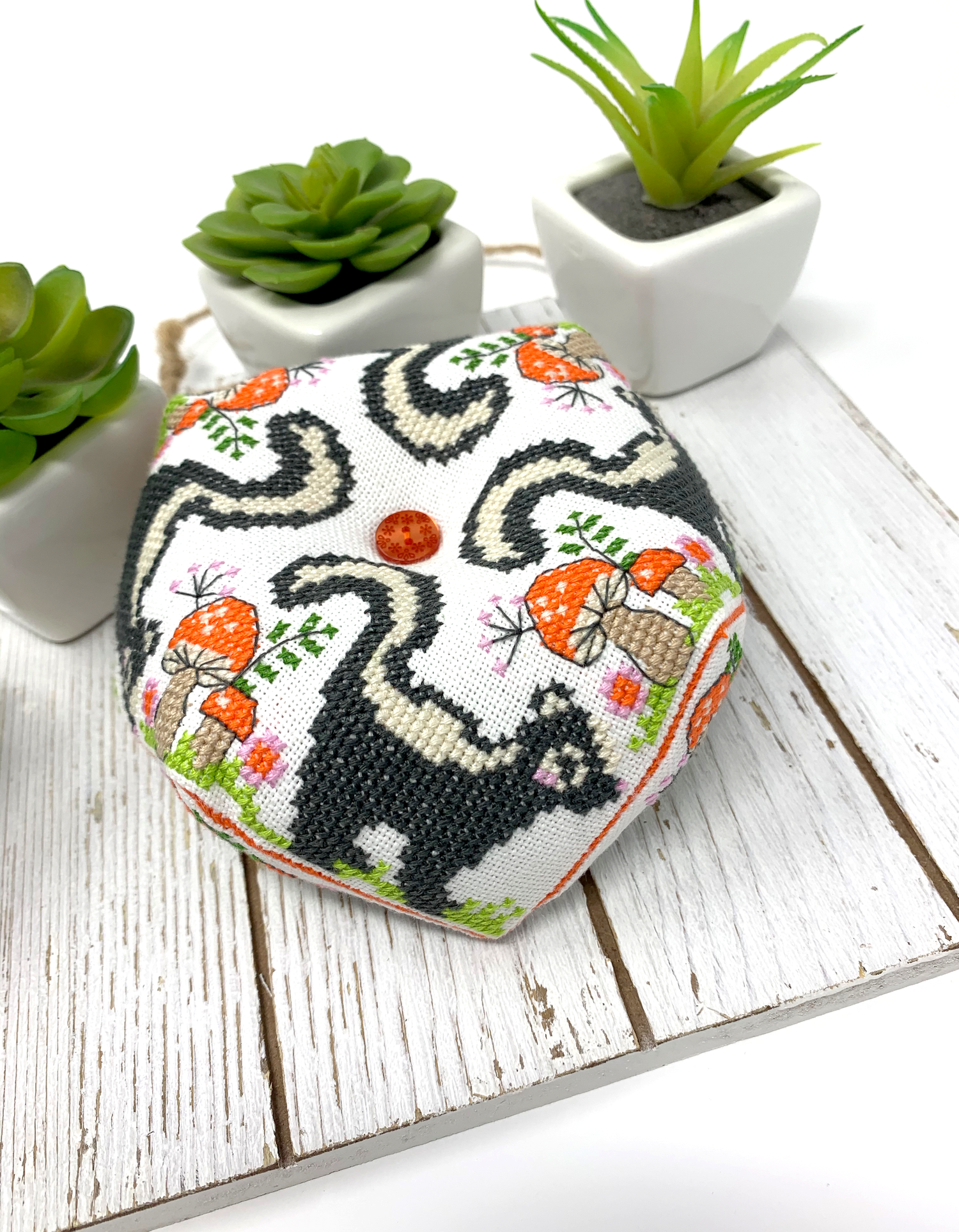 Skunk Biscornu - Modern Cross Stitch Pattern