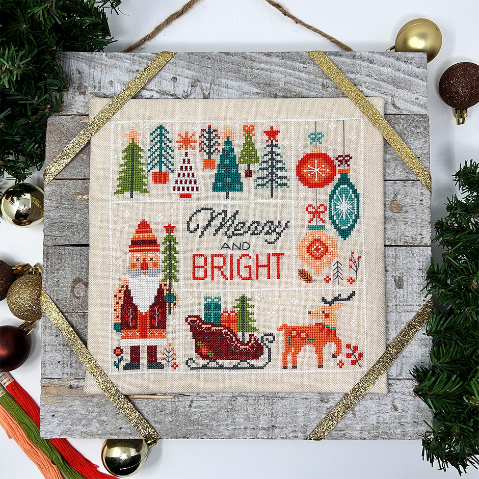 Christmas trees, Santa and sleigh 