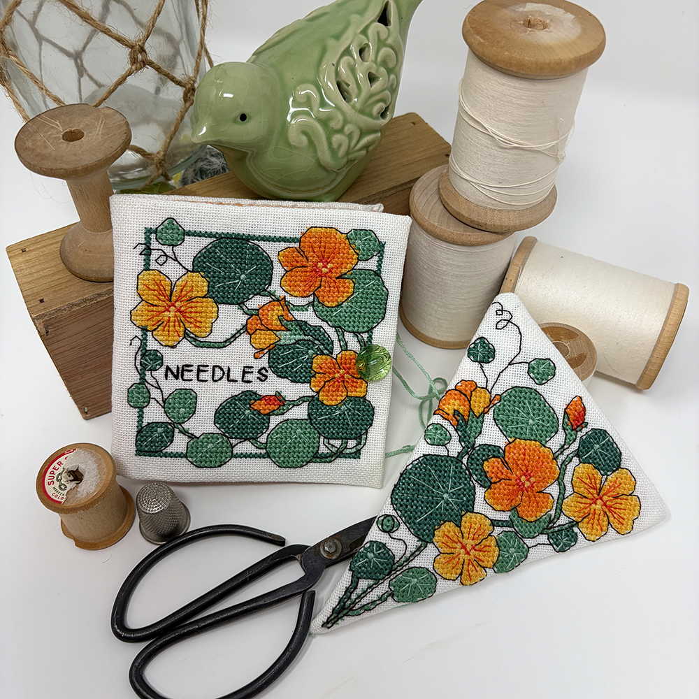 Nasturtiums & Needles Set - Modern Cross Stitch Pattern PDF