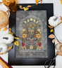 modern nighttime sampler with moths, moon phases, mushrooms and florals