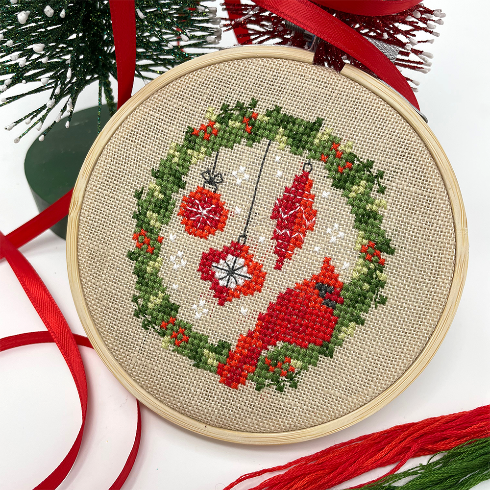 Cardinal Wreath - Modern Cross Stitch Pattern