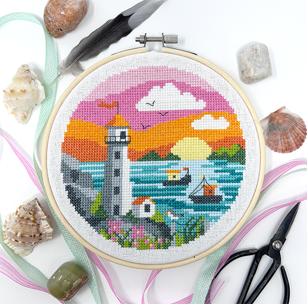 Evening Lighthouse Cross Stitch Pattern PDF