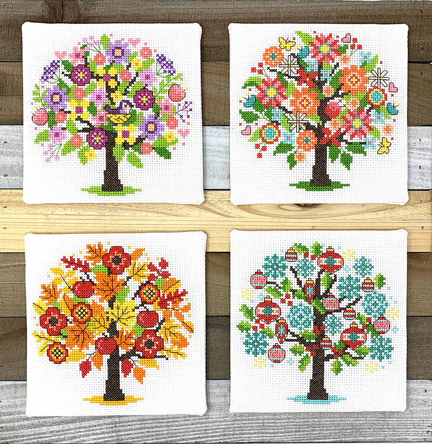 Modern Cross Stitch - Seasonal Trees Cross Stitch Pattern – Tiny Modernist Cross Stitch modern-cross-stitch-seasonal-trees-cross-stitch-pattern-tiny-modernist-cross-stitch