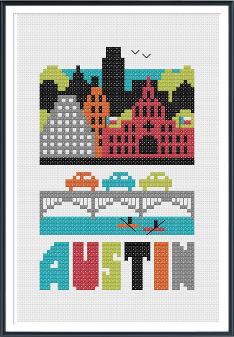 City skyline of Austin Texas with the word Austin at the bottom
