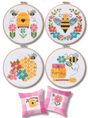 Bees with flowers and honey