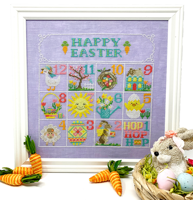 Twelve spring motifs with words happy easter