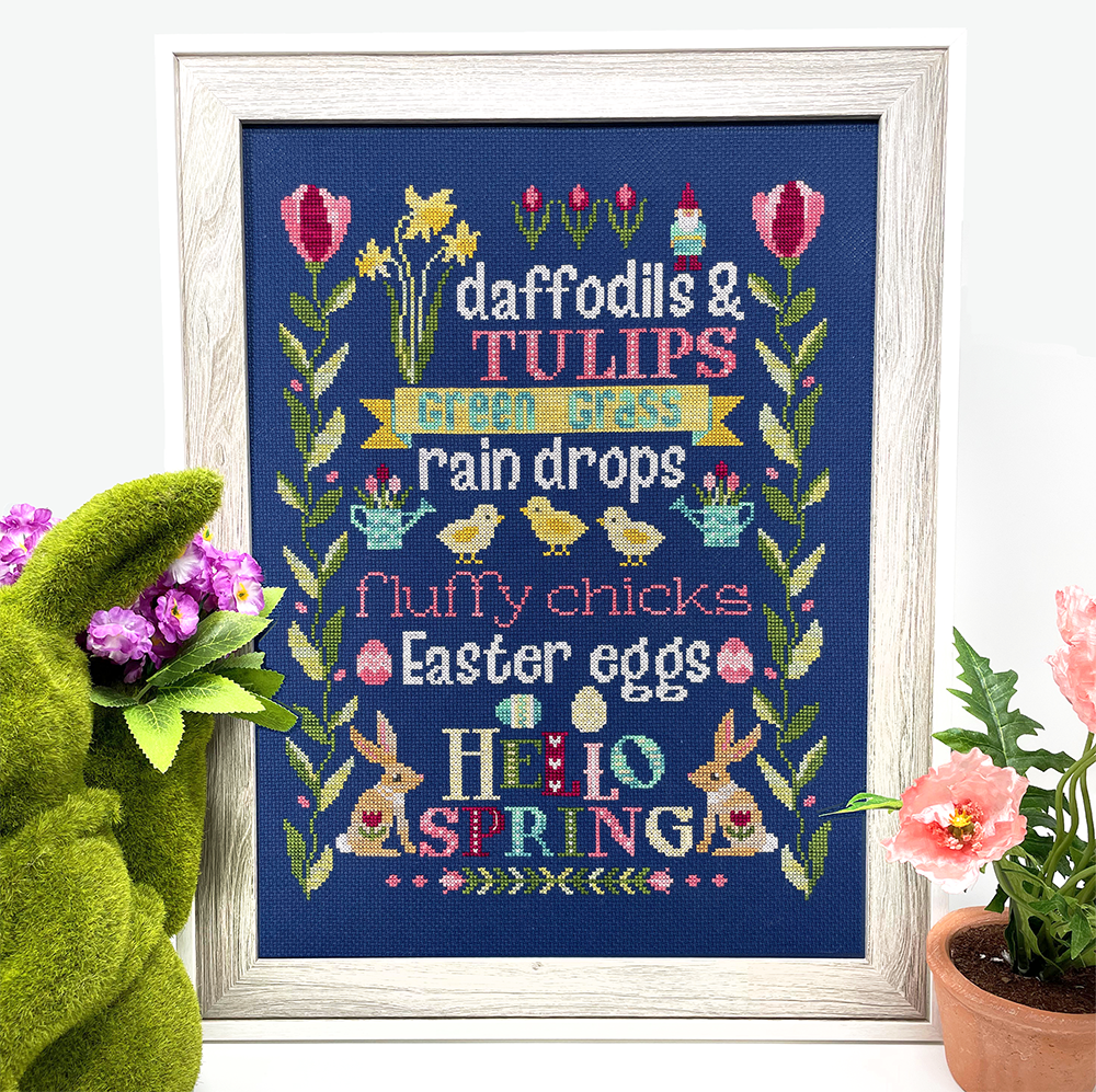 Flowers chickens and bunnies