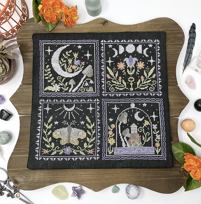 Moon moth flowers and mushrooms