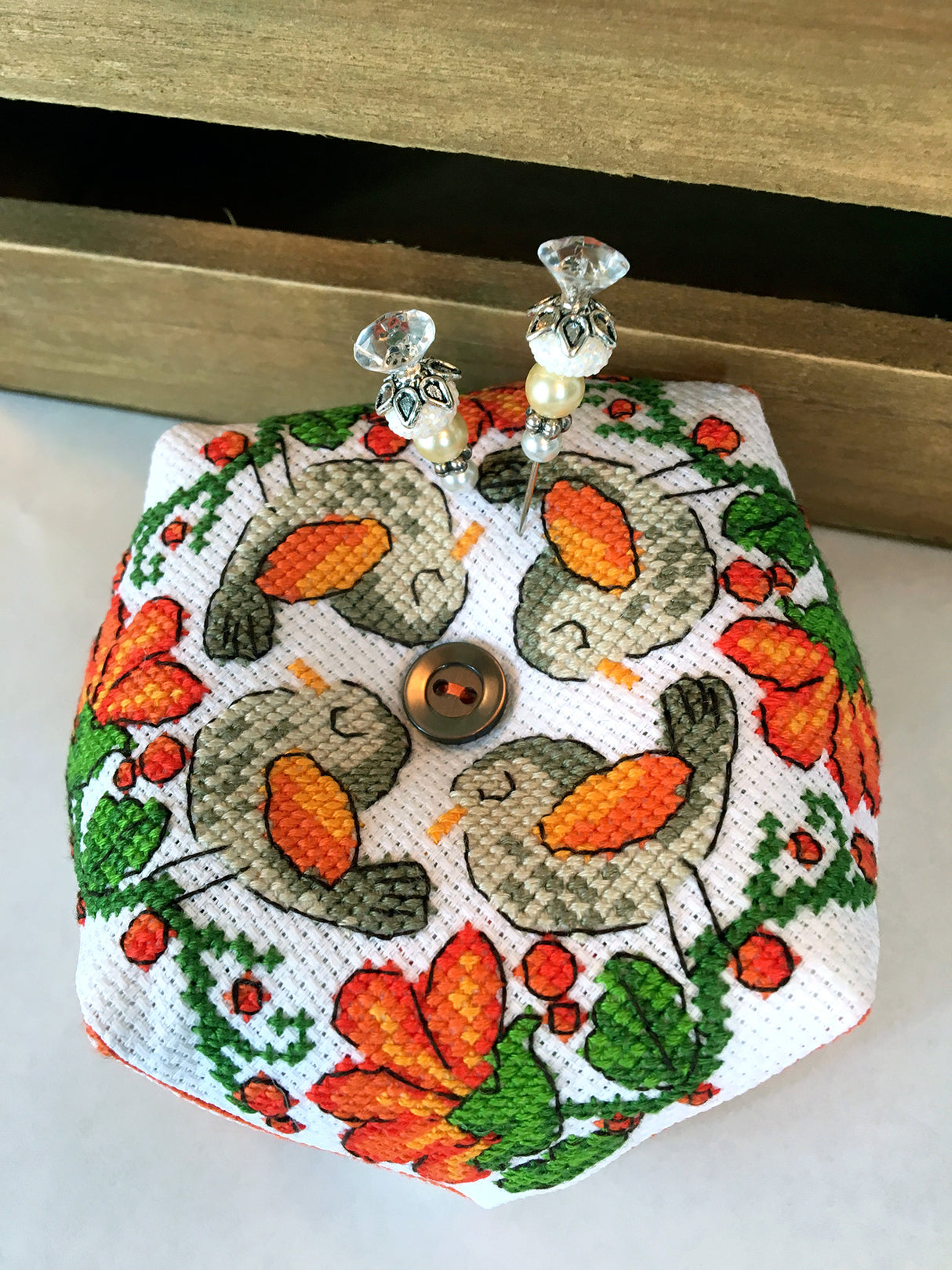 Bird on orange flower