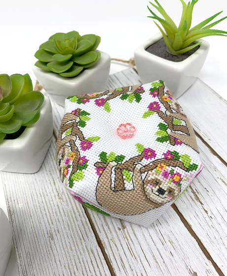 Sloth Biscornu - Modern Cross Stitch Pattern