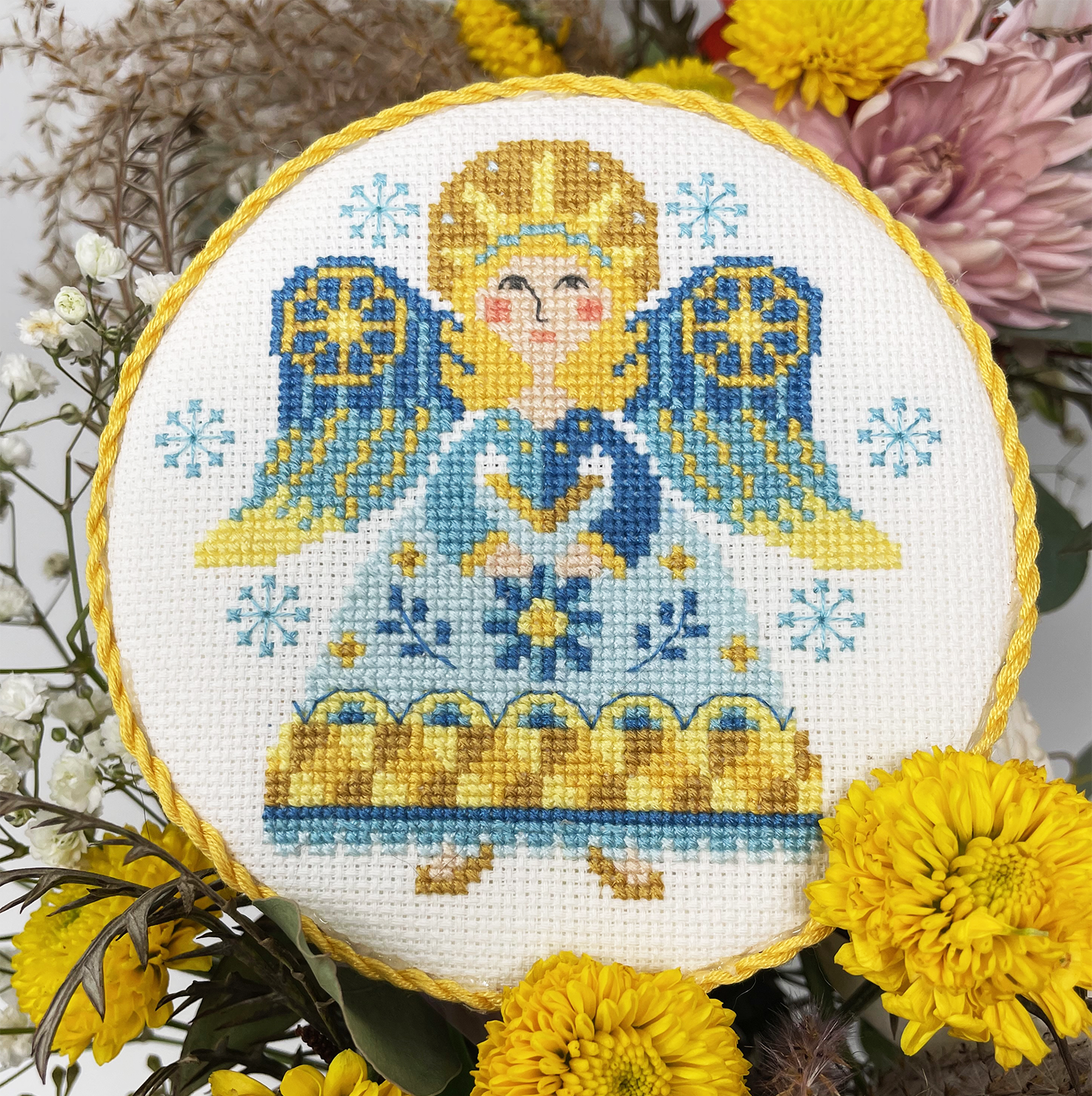 Blue and yellow angel