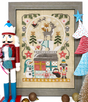Christmas snow globe on presents with animals and festive greenery