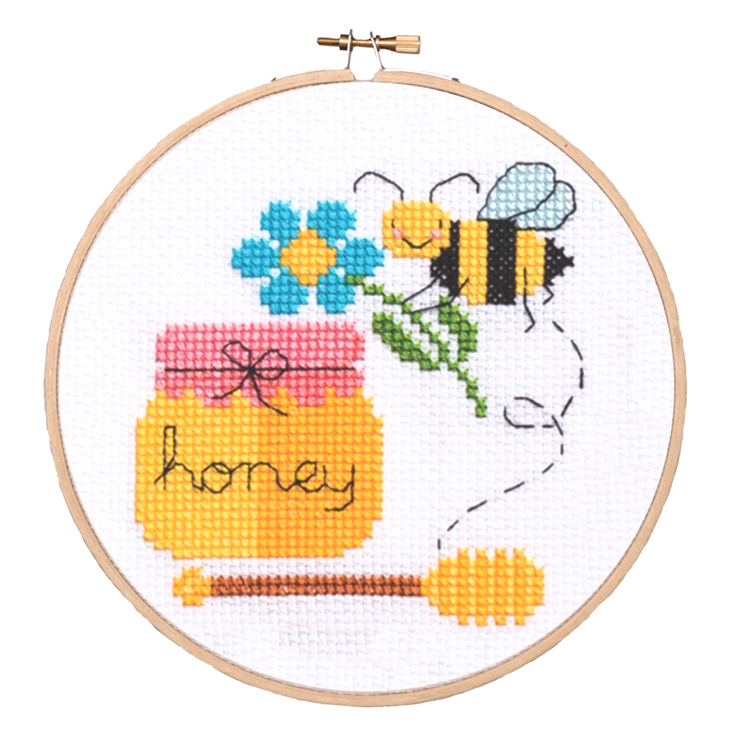 Bee with flowers and honey