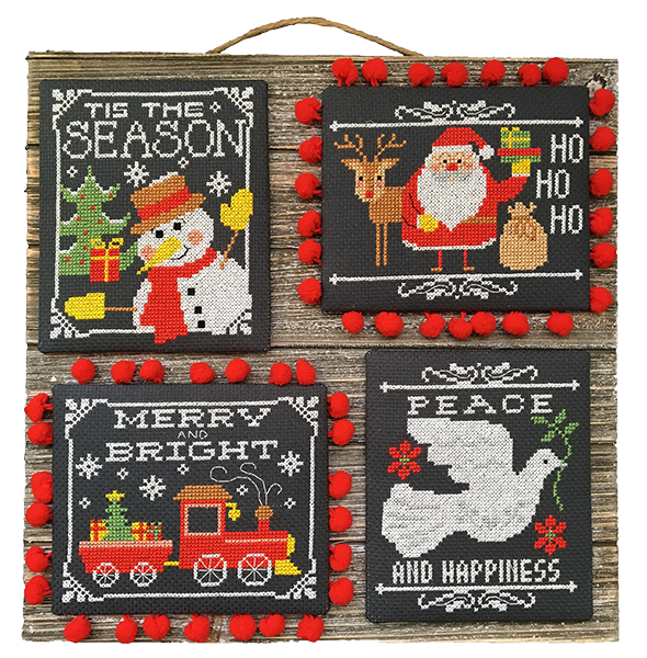 Weihnachtsgrüße auf Tafel, Kreuzstichmuster, Sofort-Download