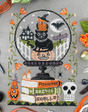 Halloween crystal ball with animals pumpkins and skull