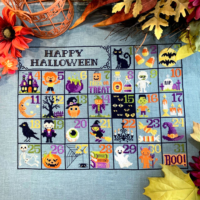 Thirty-one Halloween motifs with words happy halloween
