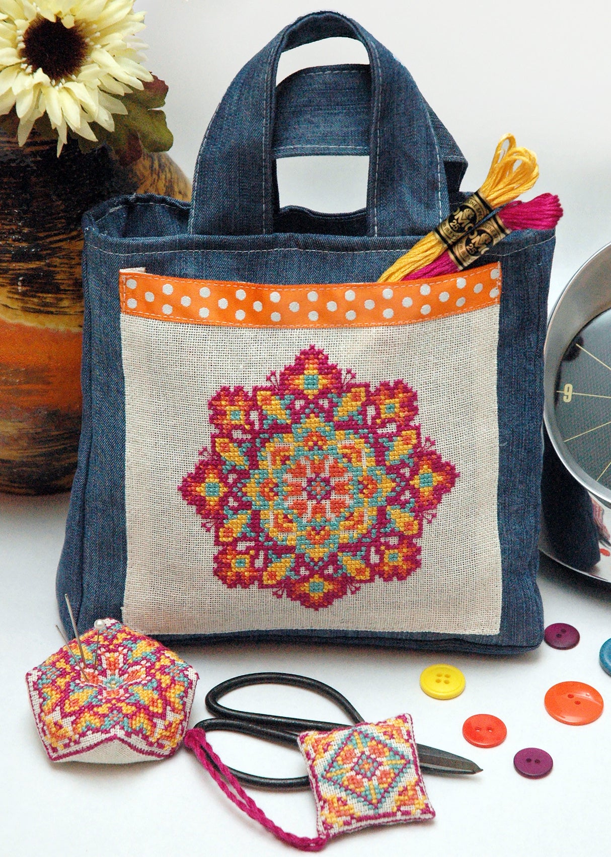 colourful mandala on bag