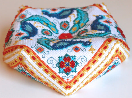 Peacock Biscornu Cross Stitch Pattern Instant Download
