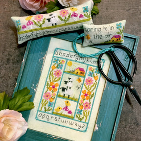 Spring sheep chickens and flowers