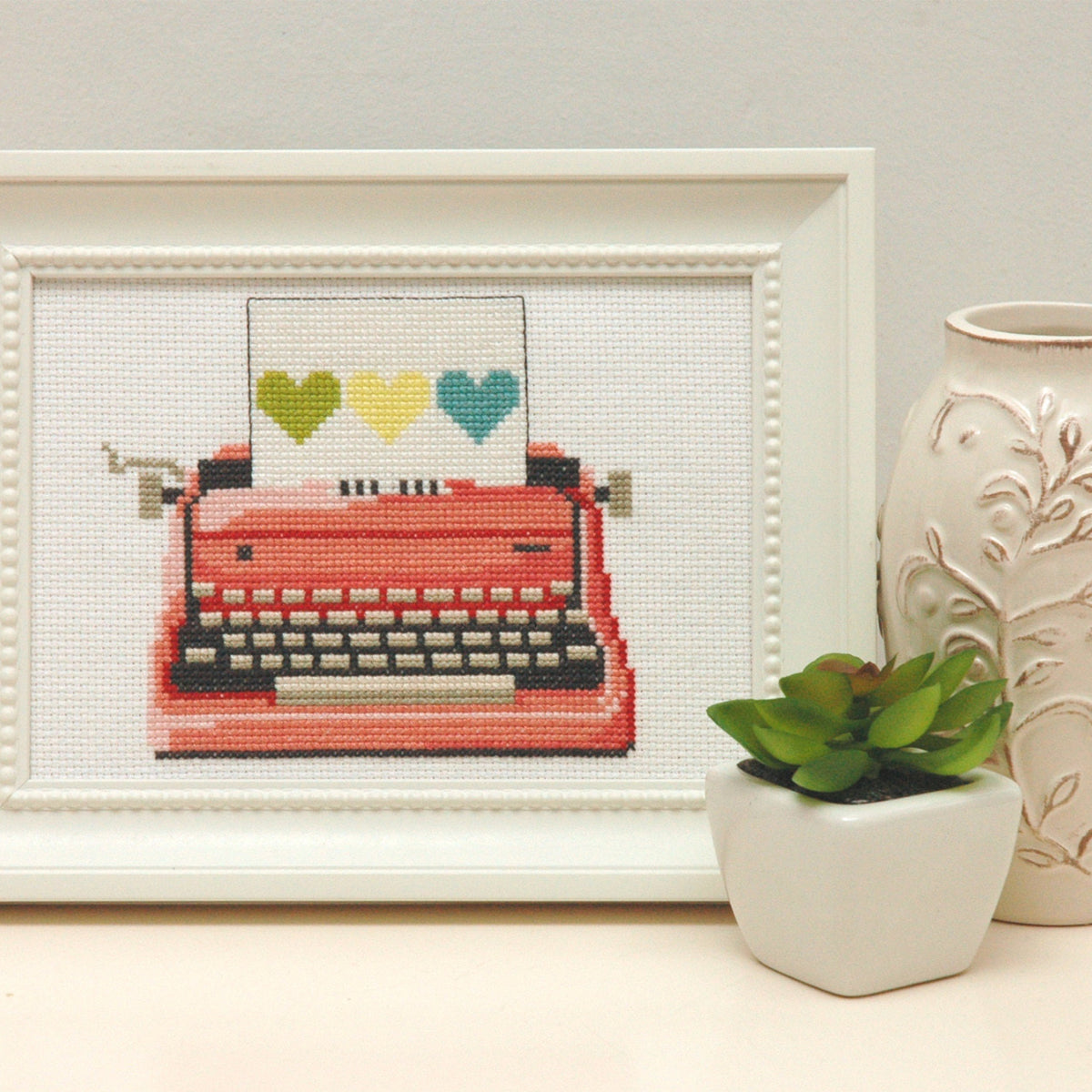 Pink Retro Typewriter Cross Stitch Pattern Instant Download – Tiny ...